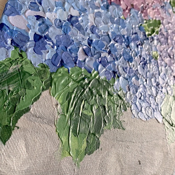 New Hydrangeas in Pot Original Abstract Acrylic Painting - Picture 2 of 3
